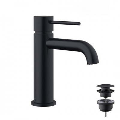 Demm Spike bateria umywalkowa stojąca z korkiem klik klak czarny mat 6812/K/CZAR