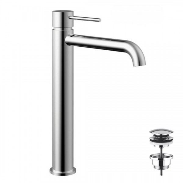 Demm Spike bateria umywalkowa wysoka z korkiem klik klak chrom 6815/K