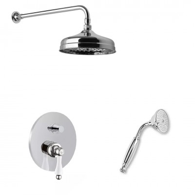 Giulini Giovanni Hermitage kompletny zestaw prysznicowy deszczownica+słuchawka chrom - uchwyt przezroczysty Swarovski 44ZES20/S