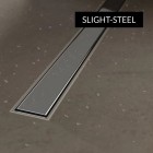 Schedpol Slight Line brodzik podpłytkowy 1-spadowy 130+50x80 cm z rusztem steel krótki bok 10ST.1S2-80180