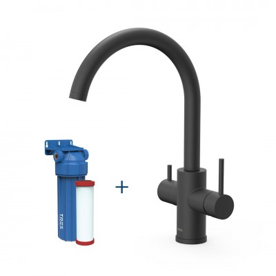 Tres bateria kuchenna stojąca z zestawem filtrującym czarny mat 23045402NM