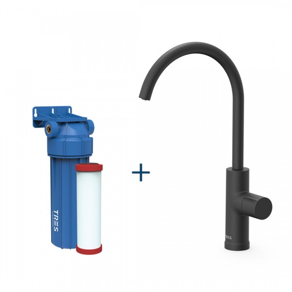 Tres bateria do wody filtrowanej stojąca z zestawem filtrującym czarny mat 23050401NM