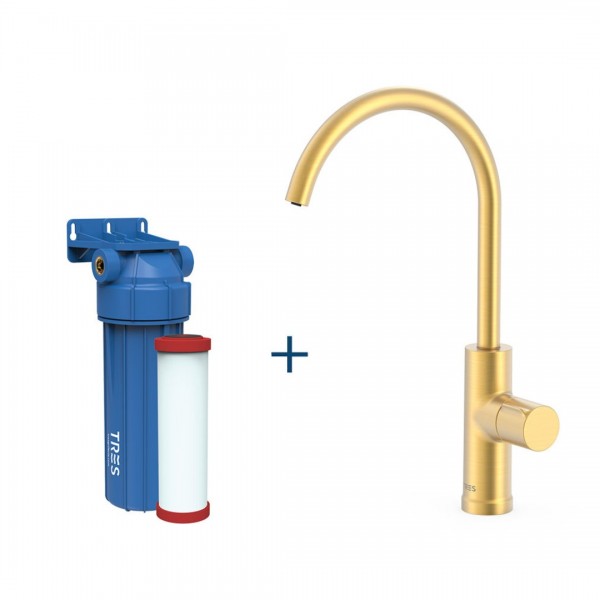 Tres bateria do wody filtrowanej stojąca z zestawem filtrującym złoty mat 23050401OM