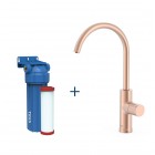 Tres bateria do wody filtrowanej stojąca z zestawem filtrującym złoto różowe mat 23050401OPM