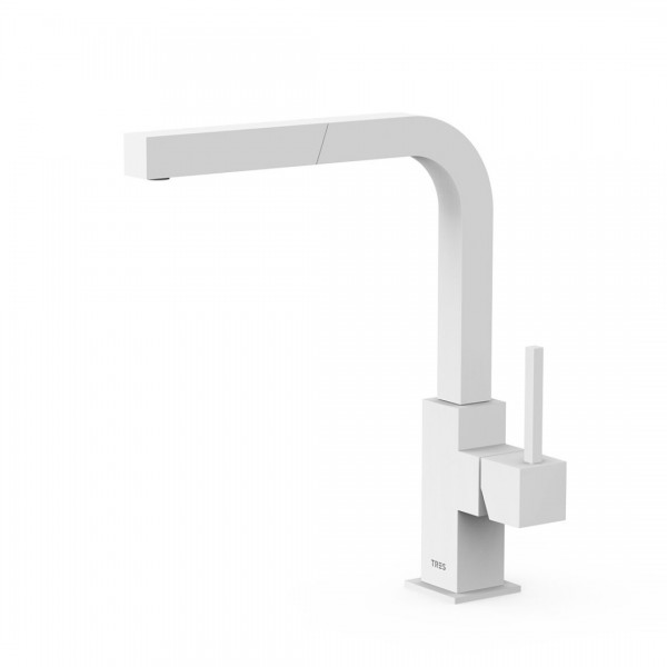 Tres Cuadro Tres bateria kuchenna stojąca z wyciąganą wylewką biały mat 006437BM