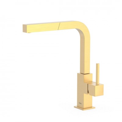 Tres Cuadro Tres bateria kuchenna stojąca z wyciąganą wylewką złoty mat 006437OM