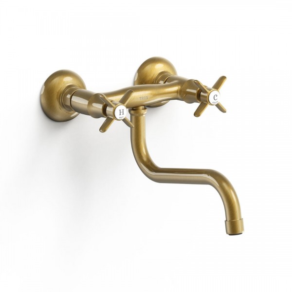 Tres Clasic Tres bateria kuchenna ścienna mosiądz antyczny 24231001LV