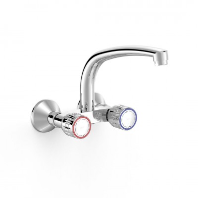 Tres Essential bateria kuchenna ścienna chrom 123217