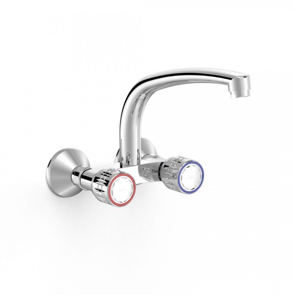 Tres Essential bateria kuchenna ścienna chrom 123217