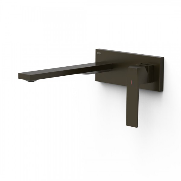 Tres Slim bateria umywalkowa podtynkowa wylewka 24 cm czarny brąz 20230032KMB