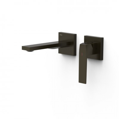 Tres Slim bateria umywalkowa podtynkowa wylewka 18 cm czarny brąz 20230021KMB