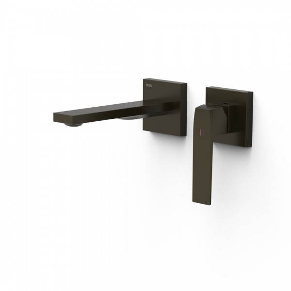 Tres Slim bateria umywalkowa podtynkowa wylewka 18 cm czarny brąz 20230021KMB