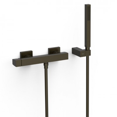 Tres Slim bateria prysznicowa ścienna czarny brąz 20216701KMB