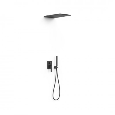 Tres Slim zestaw prysznicowy podtynkowy deszczownica 28x55 cm czarny mat 20227301NM