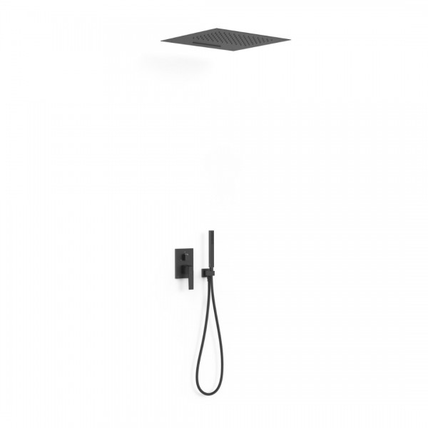 Tres Slim zestaw prysznicowy podtynkowy deszczownica 50x50 cm czarny mat 20227302NM