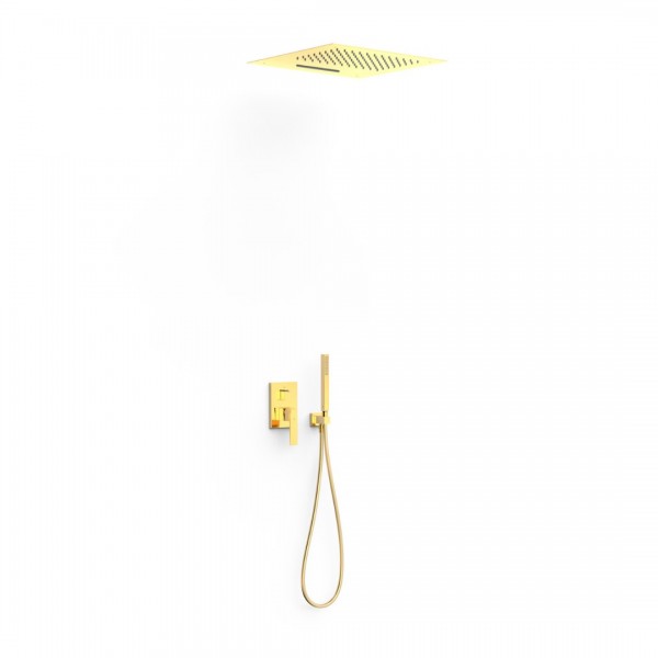 Tres Slim zestaw prysznicowy podtynkowy deszczownica 50x50 cm złoty połysk 20227302OR