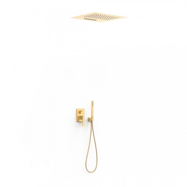 Tres Slim zestaw prysznicowy podtynkowy deszczownica 50x50 cm złoty mat 20227302OM