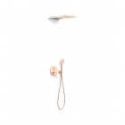 Tres Fuji zestaw prysznicowy podtynkowy deszczownica 28x55 cm złoto różowe mat 28127301OPM