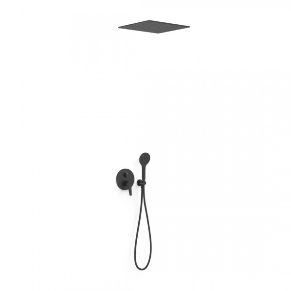 Tres Fuji zestaw prysznicowy podtynkowy deszczownica 40x5 cm czarny mat 28127302NM