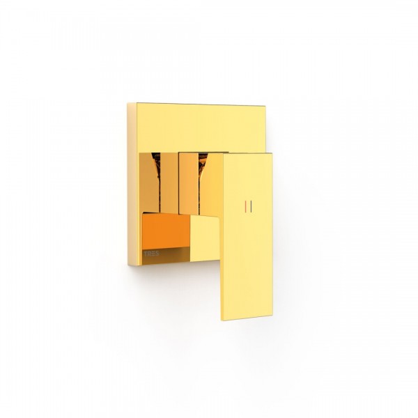 Tres Cuadro bateria prysznicowa podtynkowa złoty połysk 10627810OR