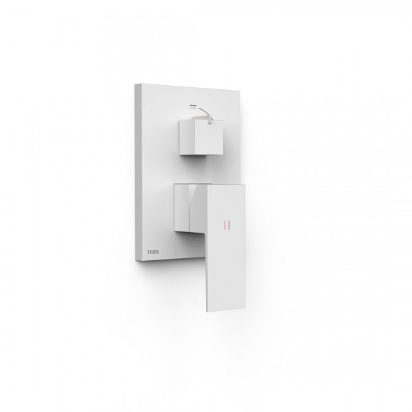 Tres Cuadro bateria wannowo-prysznicowa podtynkowa biały mat 10628110BM