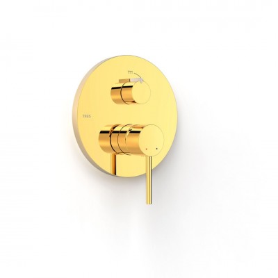 Tres Study bateria wannowo-prysznicowa podtynkowa złoty połysk 26228110OR