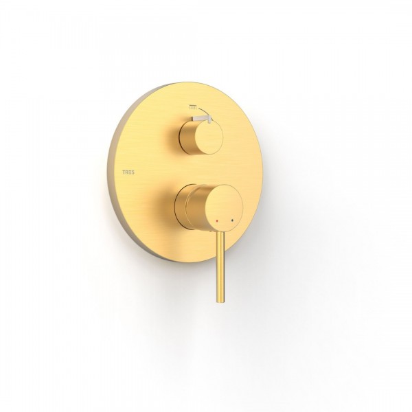 Tres Study bateria wannowo-prysznicowa podtynkowa złoty mat 26228110OM