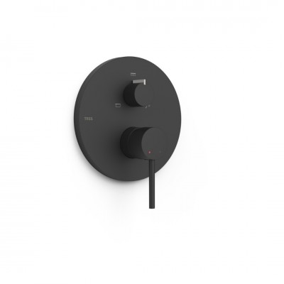 Tres Study bateria wannowo-prysznicowa podtynkowa 3 wyjścia czarny mat 26227310NM