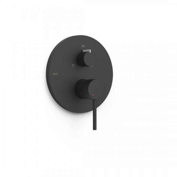 Tres Study bateria wannowo-prysznicowa podtynkowa 3 wyjścia czarny mat 26227310NM