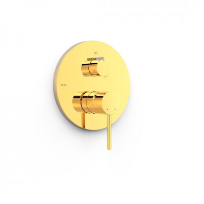 Tres Study bateria wannowo-prysznicowa podtynkowa 3 wyjścia złoty połysk 26227310OR