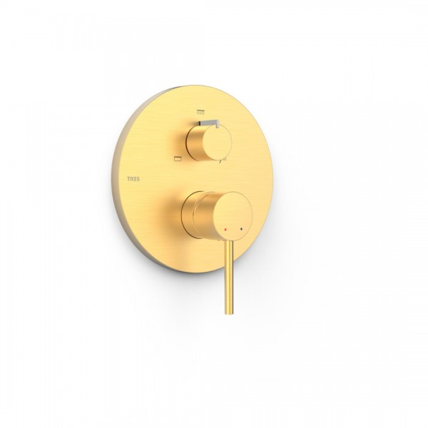 Tres Study bateria wannowo-prysznicowa podtynkowa 3 wyjścia złoty mat 26227310OM