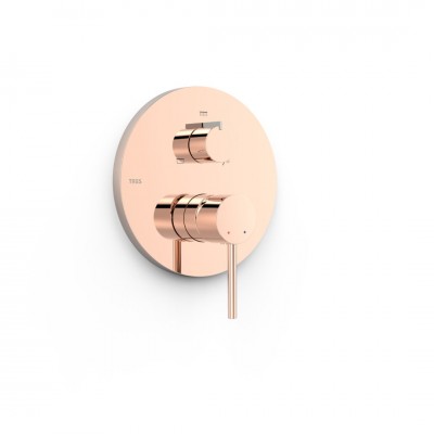 Tres Study bateria wannowo-prysznicowa podtynkowa 3 wyjścia złoto różowe 26227310OP