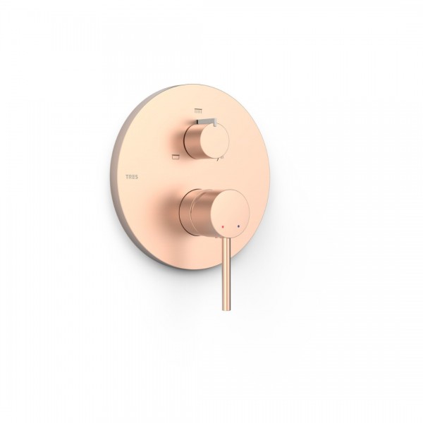 Tres Study bateria wannowo-prysznicowa podtynkowa 3 wyjścia złoto różowe mat 26227310OPM