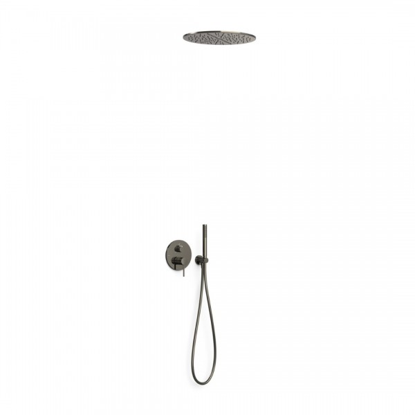 Tres Study zestaw prysznicowy podtynkowy deszczownica 40,5 cm czarny metalizowany 26227301KM