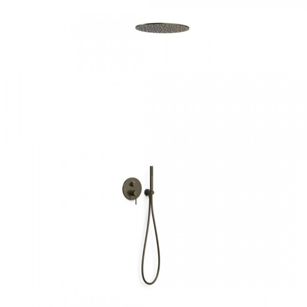 Tres Study zestaw prysznicowy podtynkowy deszczownica 40,5 cm czarny brąz 26227301KMB