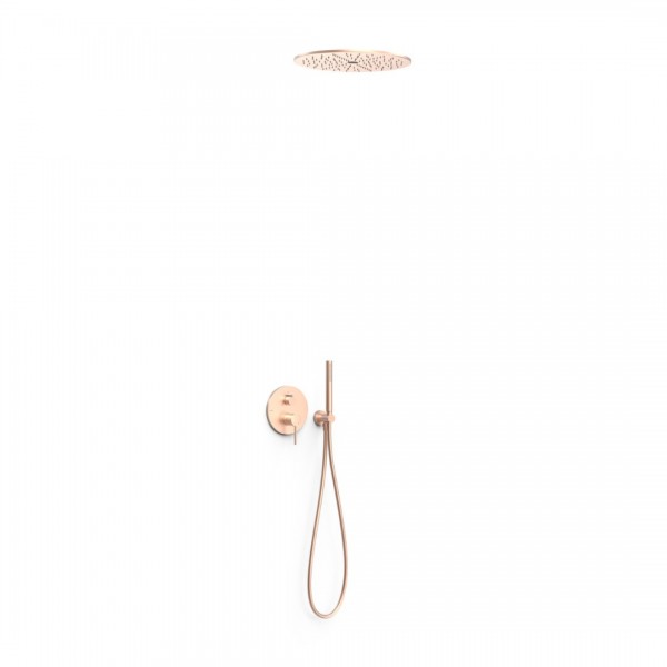 Tres Study zestaw prysznicowy podtynkowy deszczownica 40,5 cm złoto różowe mat 26227301OPM