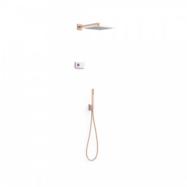 Tres Shower Technology zestaw prysznicowy podtynkowy deszczownica 30 cm złoto różowe mat 09286563OPM