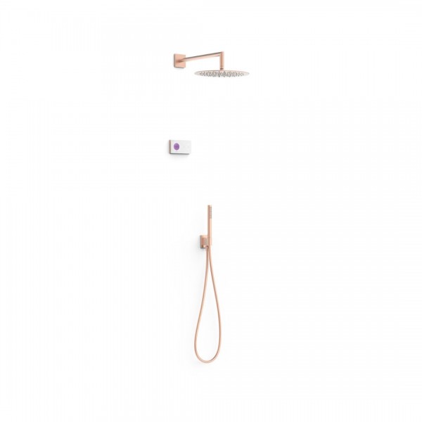 Tres Shower Technology zestaw prysznicowym podtynkowy deszczownica 30 cm złoto różowe mat 09286558OPM
