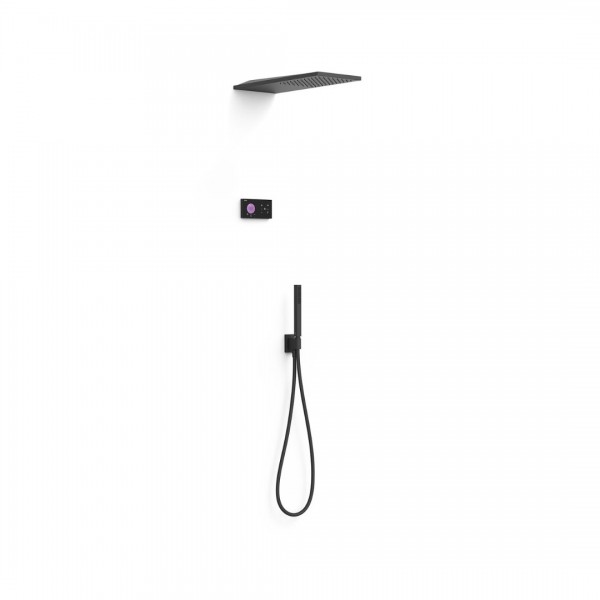 Tres Shower Technology zestaw prysznicowy podtynkowy deszczownica 21x55 cm czarny mat 09288551NM