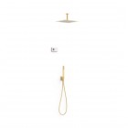 Tres Shower Technology zestaw prysznicowy podtynkowy deszczownica 30 cm złoty mat 09286564OM