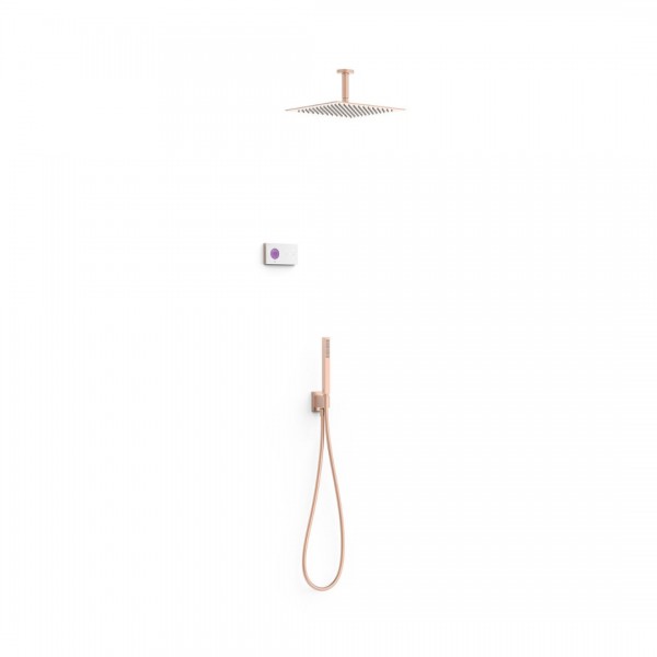 Tres Shower Technology zestaw prysznicowy podtynkowy deszczownica 30 cm złoto różowe mat 09286564OPM