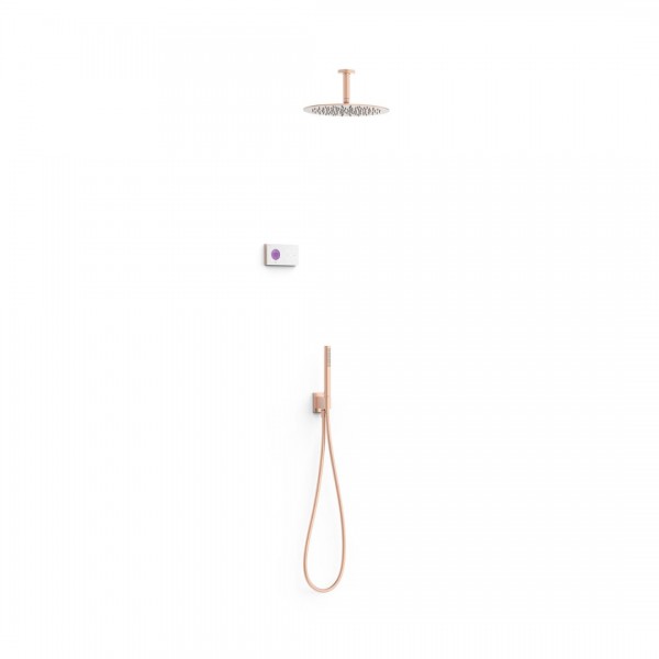 Tres Shower Technology zestaw prysznicowy podtynkowy deszczownica 30 cm złoto różowe mat 09286567OPM