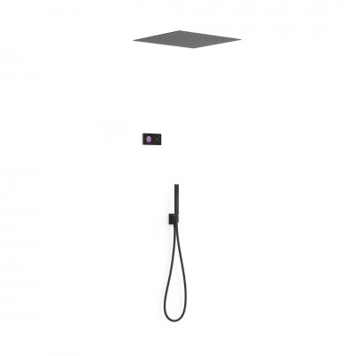 Tres Shower Technology zestaw prysznicowy podtynkowy deszczownica 50 cm czarny mat 09288561NM