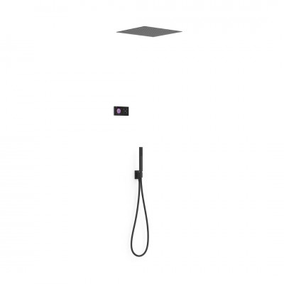 Tres Shower Technology zestaw prysznicowy podtynkowy deszczownica 38 cm czarny mat 09288552NM