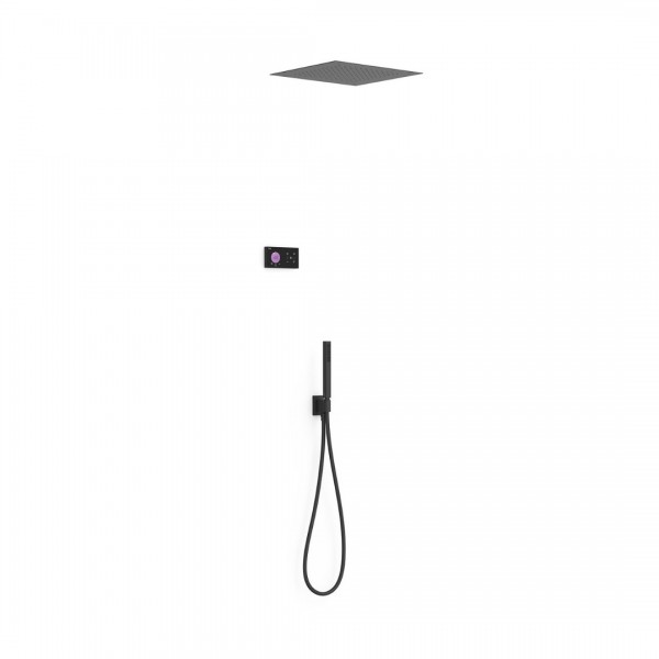 Tres Shower Technology zestaw prysznicowy podtynkowy deszczownica 38 cm czarny mat 09288552NM