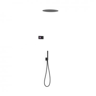 Tres Shower Technology zestaw prysznicowy podtynkowy termostatyczny deszczownica 38 cm czarny mat 09288555NM