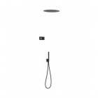 Tres Shower Technology zestaw prysznicowy podtynkowy termostatyczny deszczownica 38 cm czarny mat 09288555NM