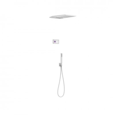 Tres Shower Technology zestaw prysznicowy termostatyczny podtynkowy deszczownica 28x55 cm biały mat 09286308BM