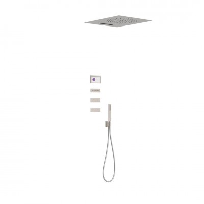 Tres Shower Technology zestaw prysznicowy termostatyczny podtynkowy deszczownica 28x55 cm stal 09286404AC