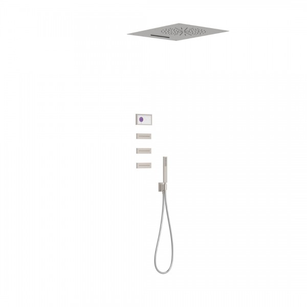 Tres Shower Technology zestaw prysznicowy termostatyczny podtynkowy deszczownica 28x55 cm stal 09286404AC